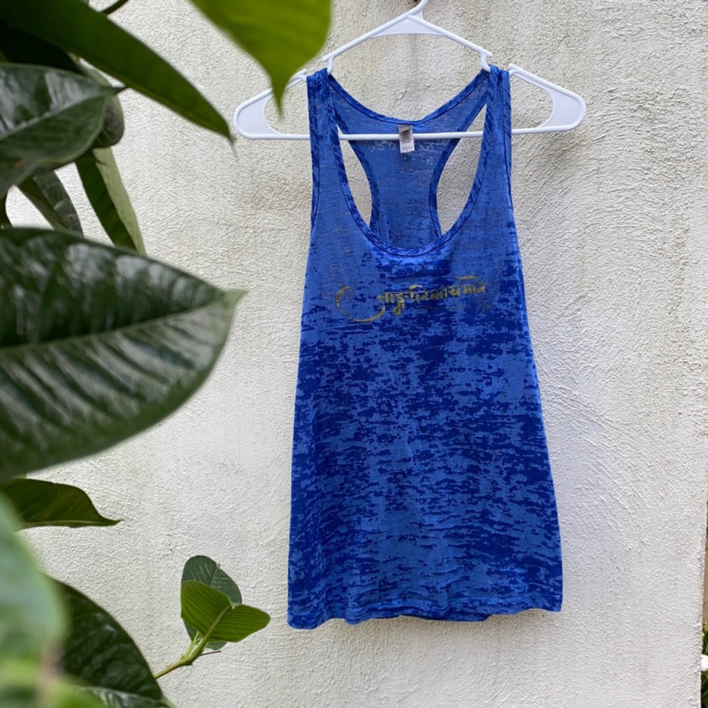Blue Halter Tank Top Comfy Sz L